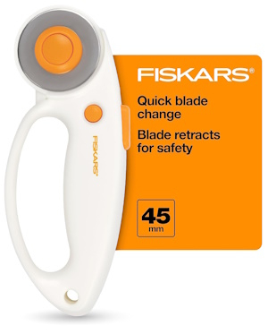 Fiskars 45mm Rotary Cutter for Fabric with Ergonomic Loop Grip
