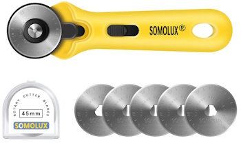 SOMOLUX 45mm Rotary Cutter with 45mm 5 Pcs Replace Blades for Quilting