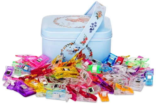 CampTek Sewing Fabric Clips Pack of 100 with Tin Box