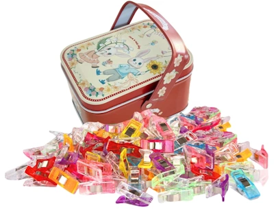 Soraco Sewing Clips with Tin Box 100 Pcs Assorted Color Craft Clips