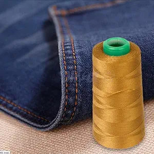 WellieSTR Heavy Duty 100% Polyester Sewing Thread Brown 20s/3 for Jeans
