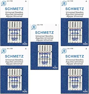 SCHMETZ Universal Sewing Machine Needles - Size 80/12, 5-Needle Cards, Pack of 5
