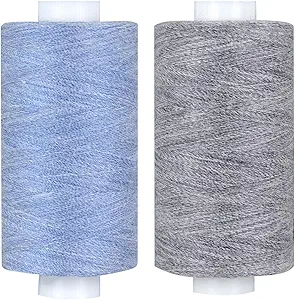 Simthread Dual Duty Denim Thread for Jeans in Blue and Black 400 Yards 2-Pack