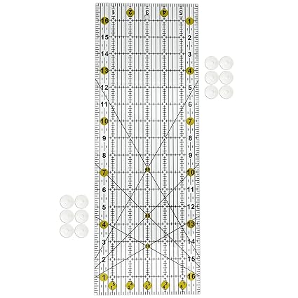 Yellow Acrylic Quilting Ruler 6 x 17 with Non-Slip Rings