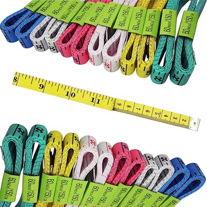 FF Elaine 24 Pcs Double-Scale 60-Inch/150cm Soft Tape Measure Ruler Bulk for Sewing Tailor Cloth Weight Loss Medical Body Measurement Sewing Supplies Knitting Projects - 6 Colors