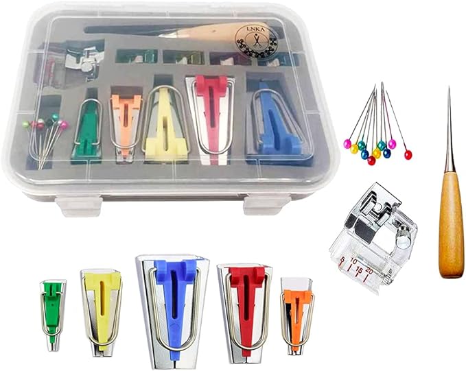 LNKA Bias Tape Maker Set – 5 Sizes with Binding Foot