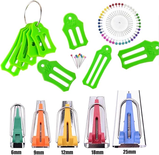 HONEYSEW 15‑Size Fabric Bias Tape Maker Set – 1/8″ to 2½″