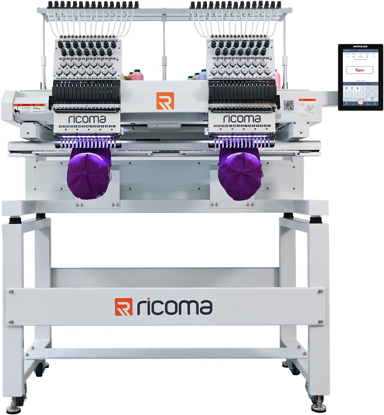 Ricoma Marquee 1502 Commercial 2-Head Embroidery Machine, 19.7" x 14.2" Embroidery Area