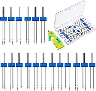 18 Pieces Sewing Machine Twin Needles Double Twin Needles Pins Twin Stretch Needles with Plastic Box
