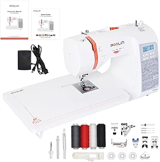 PooLin EOC02 Computerized Sewing Machine,Easy Home Sewing Machine with 200 Stitches,7 Feet,LCD Screen