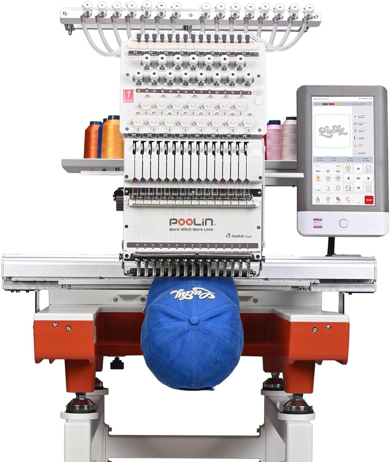 POOLIN EOX 15-Needle Commercial Embroidery Machine,20"x14" Large Area for Jackets,Caps & 3D Puff,Shoes