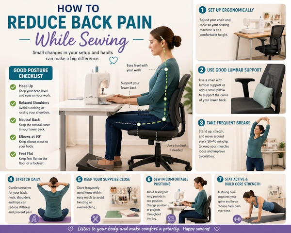 How to Reduce Back Pain While Sewing