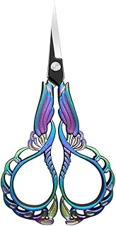 Premium Sharp Embroidery Scissors, Stainless Steel Sewing Scissors for Cross Stitch, Needlework, Fabric Cutting, Thread Snips, DIY Craft, Multiple Vibrant Colors (Iridescent)