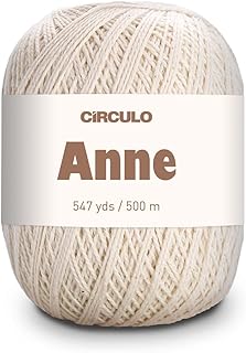 CIRCULO Anne Yarn for Crocheting & Knitting, 100% Mercerized Brazilian Virgin Cotton, Soft Fingering Weight, 547 Yds, 5.19 Oz - Color 20 Natural