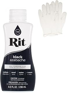 Rit Dye – Liquid Fabric Dye for Crafting, Clothing, and Décor – 8 oz. Bottle – Black (Gloves Included)