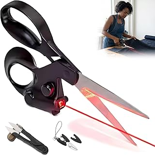 Laser Guided Scissors for Fabric, Precision Sewing Scissors with Laser Line Guide, Ergonomic Handle for Quilting, Craft & DIY, with Mini Scissors and Thread Snip