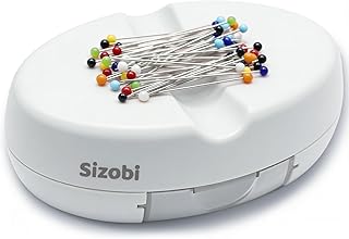 Sizobi Magnetic Pin Holder with 100 Pcs Ball Head Straight Pins, Magnetic Pin Cushions for Sewing, Sewing Supplies, Needle Magnetic Quilting Pins Holder Organizer, Bobby Pins Holder, White