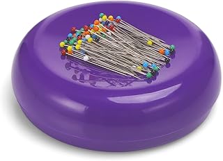 Hilltian Magnetic Pin Cushion with 100 Plastic Head Pins, Magnetic Pins Holder Pin Cushion for Sewing Quilting (Purple)
