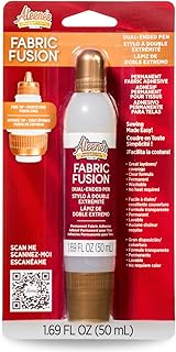 Aleene's Fabric Fusion Glue 1.6 oz Dual-Ended Pen, Fine Tip & Sponge Tip, Nontoxic, Permanent and Washable Adhesive, Dries Flexible, Strong Bond on Fabrics, Clothing, Denim, Materials