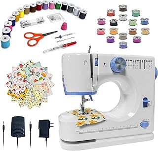 Stoigeld Sewing Machine for Beginners with 20Pcs Fabric & 32Pcs Sewing Threads Kit,Portable Sewing Machine