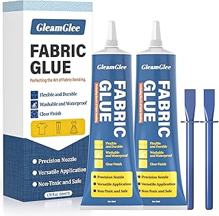 Fabric Glue Permanent, 100ml Extra Strong Fabric Adhesive, Washable Clear Clothing Glue for Clothes Repairs, Leather, Crafts, Upholstery, Material, Textile, Felt and Badges (2 x 50ml/1.76 oz)