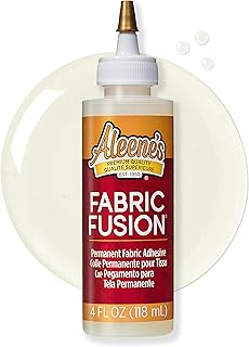 Aleene's Fabric Fusion Glue 4 oz, Permanent and Washable Adhesive, No-Sew Fabric Glue for Clothing, Denim, Polyester, Cotton, Flannel Materials, Dries Flexible