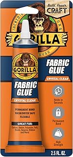 Gorilla Waterproof Fabric Glue 2.5 Ounce Tube, Clear, (Pack of 1)