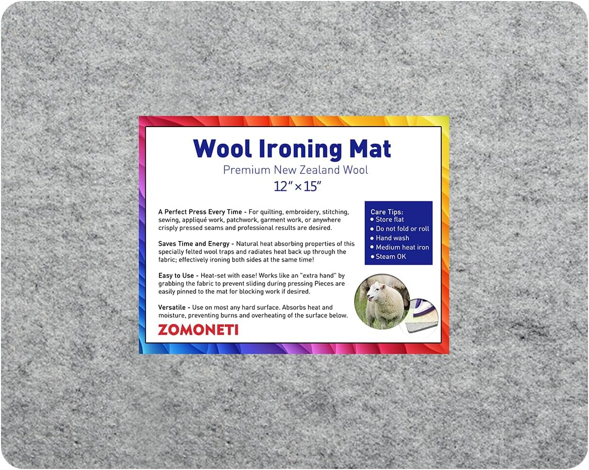ZOMONETI 15" x 12" Wool Pressing Mat, 100% New Zealand Felted Wool