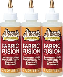 Aleene's Fabric Fusion Glue 4 oz 3-Pack, Permanent and Washable Adhesive, No-Sew Fabric Glue for Clothing, Denim, Polyester, Cotton, Flannel Materials, Dries Flexible