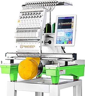 Smartstitch S-1501 Commercial Embroidery Machine with 15 Needles,14"x20" Embroidery Area,1200SPM Max Speed,12" Touch Screen, Wifi available, capable of embroidering on 3D Caps, Flat, T-shirt and more