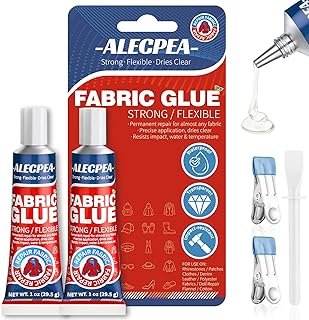 ALECPEA Permanent Fabric Glue Washable, 2-Pack Liquid Stitch for Clothing