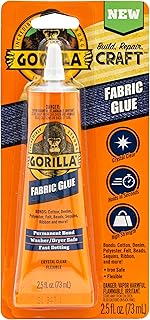 Gorilla Fabric Glue, 100% Waterproof, No Sew Solution, Washer/Dryer Safe, Permanent Bond