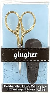 Gingher 3.5 Inch Gold-Handled Lion's Tail Embroidery Scissors (01-005870)