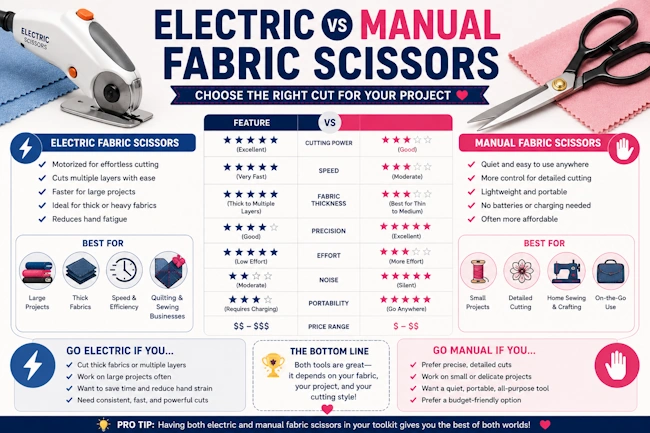 Electric vs Manual Fabric Scissors