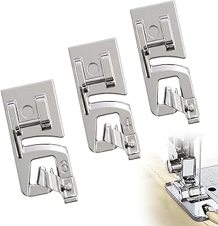 3PCS Narrow Rolled Hem Presser Foot Set,3 Sizes Hemming Foot for Sewing Machine,Suitable for Professional Household Sewing Projects (3mm, 4mm and 6mm)