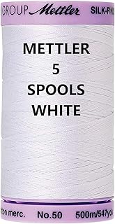 Mettler Silk-Finish Solid Cotton Thread, 5 Pack White