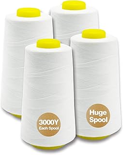 White Serger Thread 4 Cones of 3000 Yards Each