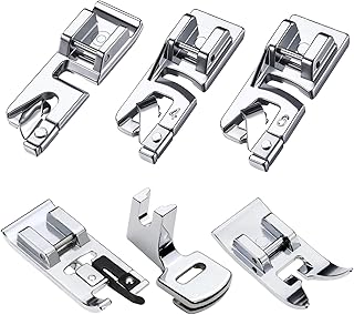 6PCS Sewing Machine Presser Foot Kit, Rolled Hem Presser Foot 3mm/4mm/6mm, Gathering Foot, Zigzag Foot & Overlock Foot, Low Shank Snap On Sewing Feet for Most Domestic Machines