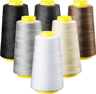 BBTO 6 Rolls 3000 Yard Each Serger Thread Polyester Cones