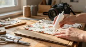 How to glue fabric onto cardboard