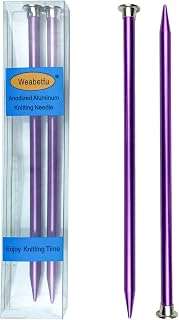 Weabetfu Aluminum Metal Knitting Needle, Colored Straight Single Pointed