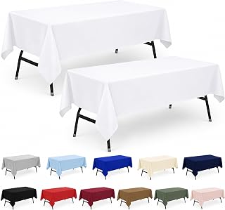 ZarzaaSik 2-Pack 60 x 102 Inch White Table Cloths