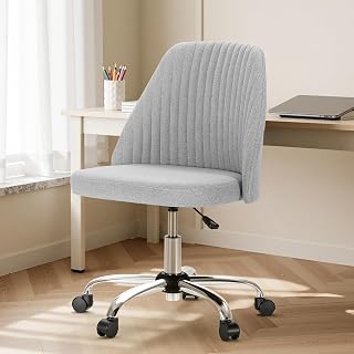 DUMOS Home Office Chair, Comfy Desk Chair with Rolling Wheels Armless