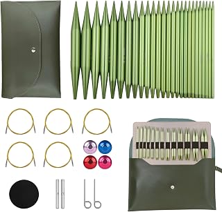 4-inch Knitting Needles Set, 13 Pairs Interchangeable Circular Knitting Needles Set Aluminum