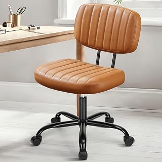 DUMOS Small Desk Chair, Home Office Chair, Lumbar Support PU Leather