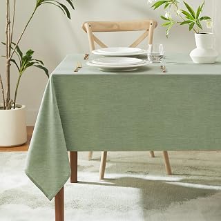 IVAPUPU Textured Linen Rectangle Table Cloth Sage Green 52 x 70 Inch