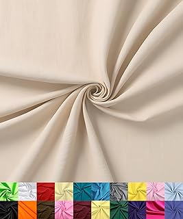 Barcelonetta | Poly Cotton Fabric for Sewing | Broadcloth Fabric | by the Yard | 60" Wide Roll | Lightweight, Breathable | Lining, Home Textile, Skirts, Tote Bags (Khaki, 2 Yard)