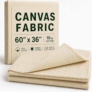 Canvas Fabric, Premium 10oz 100% Cotton Duck Canvas Fabric by The Yard, Canvas Material for Sewing, Upholstery, Tote Bags, Arts & Crafts & DIY Projects, 1 Yard (60 x 36 Inch)