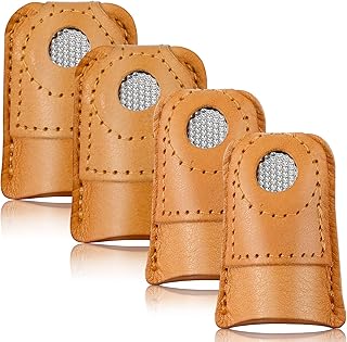 WILLBOND 4 Pcs Leather Thimble Finger Protector