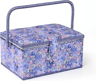 Sewing Basket with Sewing Supplies, Large Sewing Box, Purple Flower
